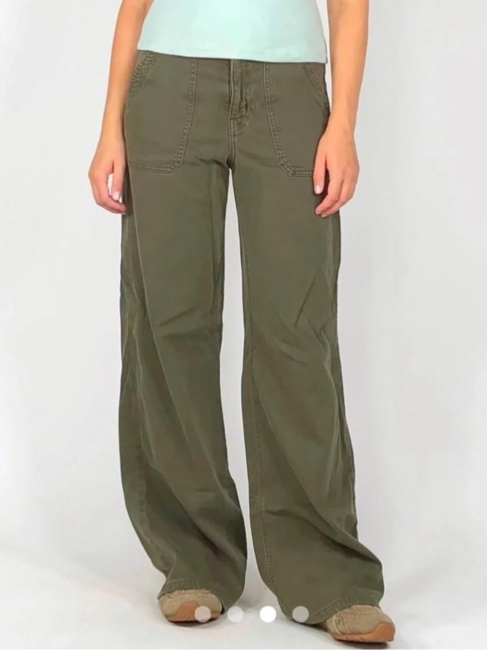 American Eagle Outfitters Olive Wide-Leg Drawstring Pants SZ M